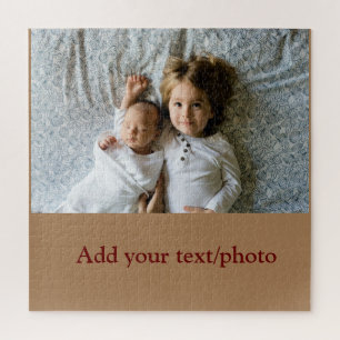 simple minimal ADD YOUR PHOTO TEXT CHRISTMAS J Jigsaw Puzzle