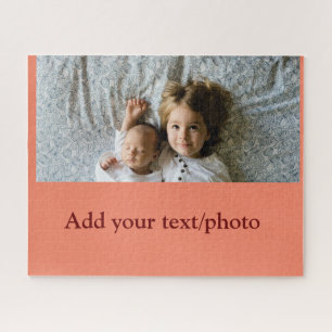 simple minimal ADD YOUR PHOTO TEXT CHRISTMAS J Jigsaw Puzzle
