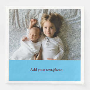 simple minimal ADD YOUR PHOTO TEXT CHRISTMAS N Napkin