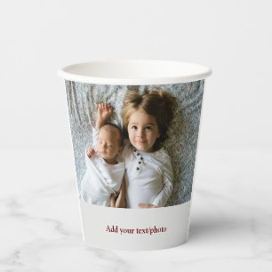 simple minimal ADD YOUR PHOTO TEXT CHRISTMAS P Paper Cups