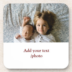 simple minimal ADD YOUR PHOTO TEXT CHRISTMAS S Coaster