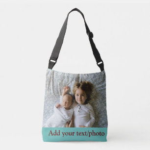 simple minimal ADD YOUR PHOTO TEXT CHRISTMAS T Crossbody Bag