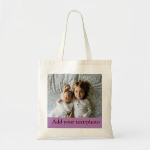 simple minimal ADD YOUR PHOTO TEXT CHRISTMAS T Tote Bag