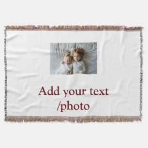 simple minimal ADD YOUR PHOTO TEXT CHRISTMAS    Throw Blanket