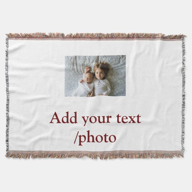 simple minimal ADD YOUR PHOTO TEXT CHRISTMAS    Throw Blanket (Front)