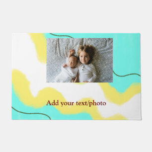 simple minimal ADD YOUR PHOTO TEXT CHRISTMAS yello Doormat