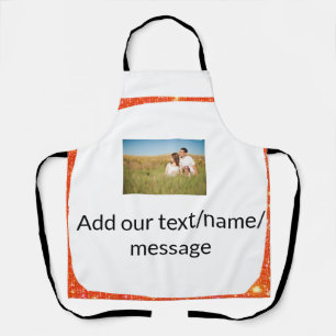 Simple minimal add your photo text glitter sparkle apron
