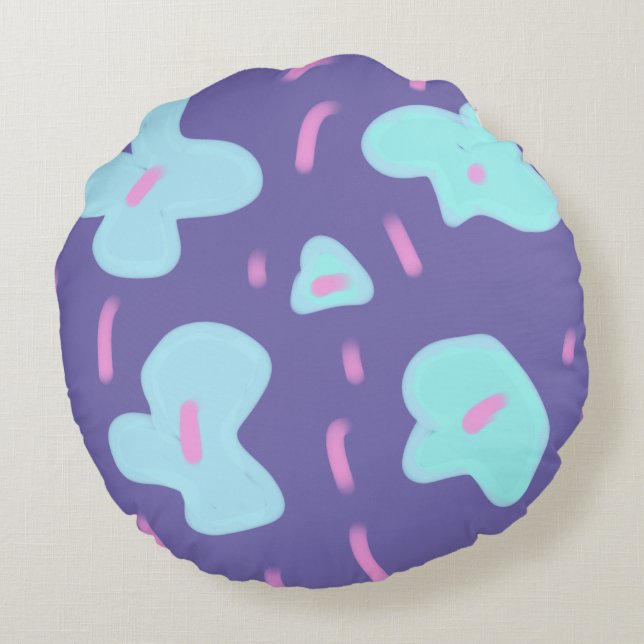 Simple minimal add your photo text glitter sparkle round pillow (Back)