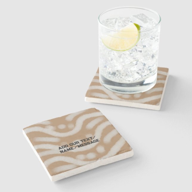 Simple minimal add your photo text glitter sparkle stone coaster (Side)