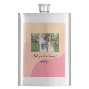 simple minimal add your photo watercolor art throw hip flask