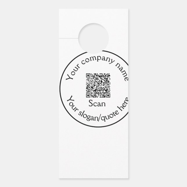 simple minimal add your Q R code scan add name Door Hanger (Front)