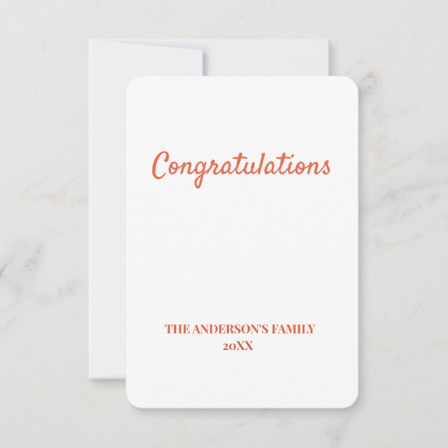 simple minimal add your text congratulations thank you card (Front)