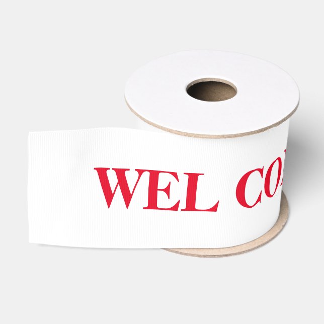 simple minimal add your text monogram name   satin grosgrain ribbon (Spool)