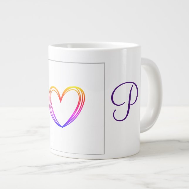 simple minimal add your text monogram photo    cof large coffee mug (Front Right)