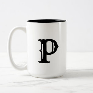 simple minimal add your text monogram photo    cof Two-Tone coffee mug