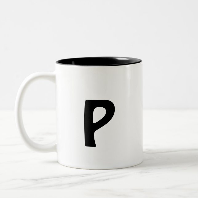 simple minimal add your text monogram photo    cof Two-Tone coffee mug (Left)