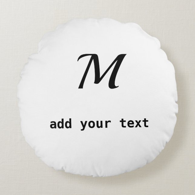 simple minimal add your text monogram photo  throw round pillow (Front)