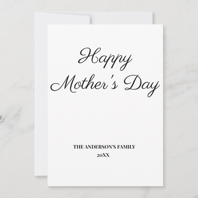 simple minimal add your text mother's day card (Front)