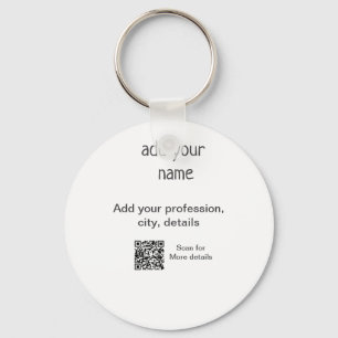 Simple minimal add your text name QR title Keychain