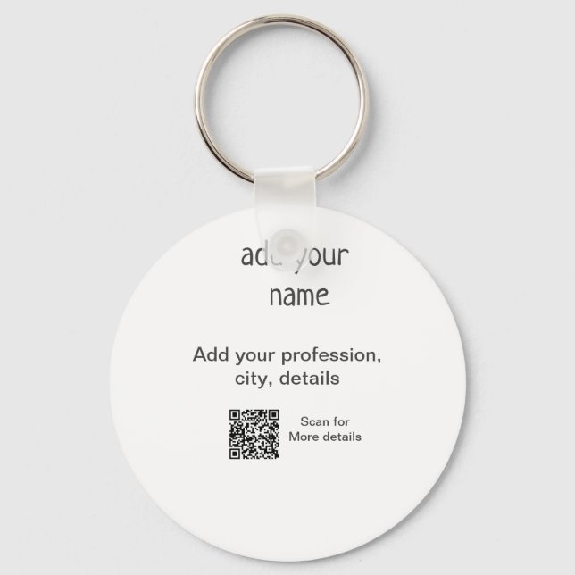 Simple minimal add your text name QR title Keychain (Front)