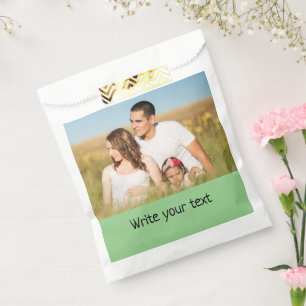 simple minimal add your text photo christmas favour bag