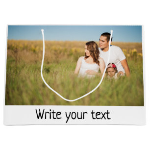 simple minimal add your text photo christmas       large gift bag