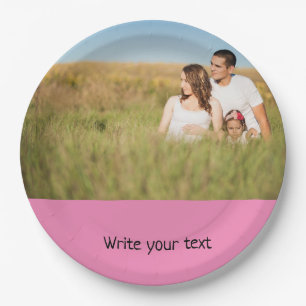 simple minimal add your text photo christmas p paper plate