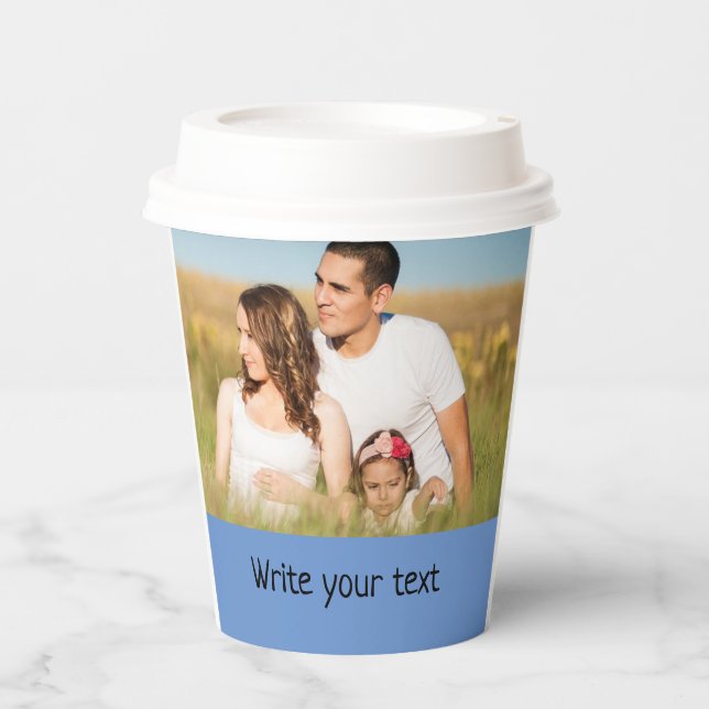 simple minimal add your text photo christmas       paper cups (Front)