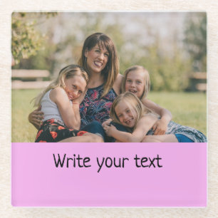simple minimal add your text photo christmas st glass coaster