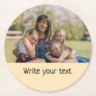simple minimal add your text photo christmas    st round paper coaster