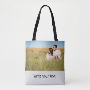 simple minimal add your text photo christmas t tote bag