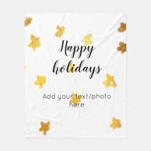 simple minimal add your text photo happy holidays fleece blanket