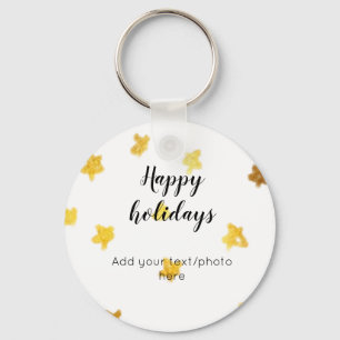 simple minimal add your text photo happy holidays keychain