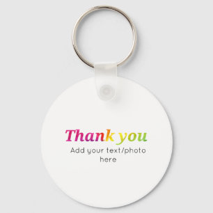 simple minimal add your text photo thank you water keychain