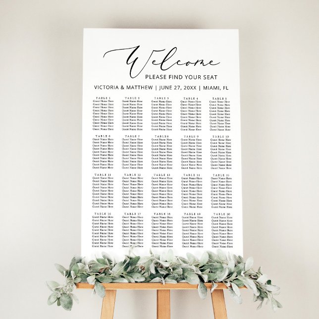 Simple Minimal B&W Wedding Seating Chart  (Creator Uploaded)