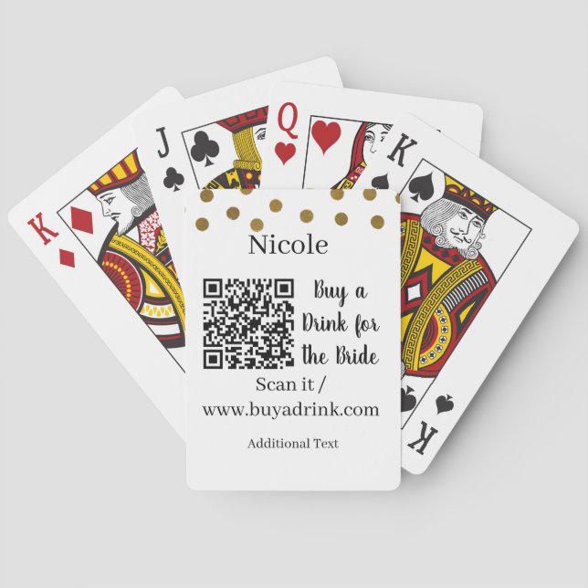 Simple minimal bachelorette buy a bride drink  pla playing cards (Back)