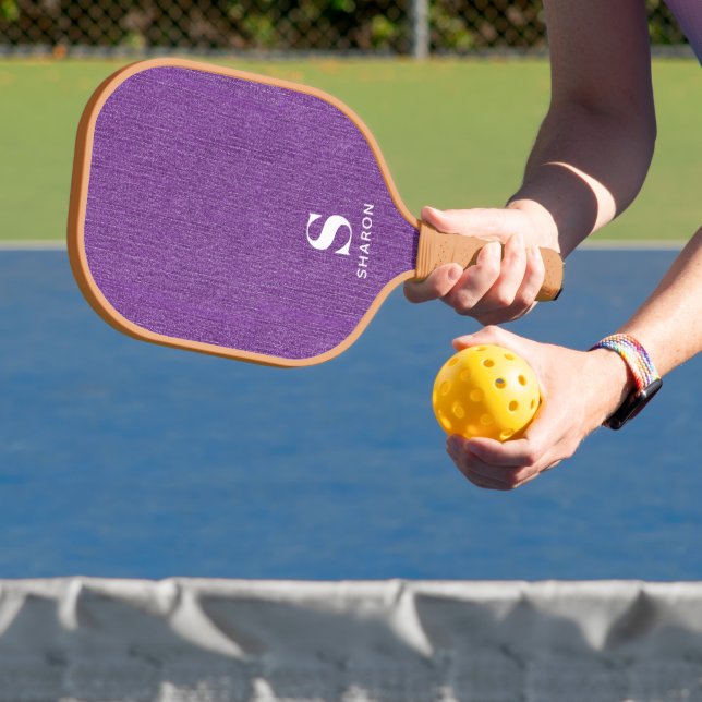 Simple Minimal Basic Modern Name Initials on Denim Pickleball Paddle (Insitu)