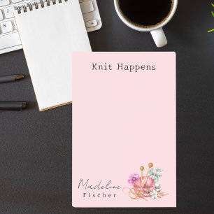 Simple Minimal Basic Pink Knitting Post-it Notes