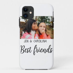 simple minimal best friends name add photo text le iPhone 11 case