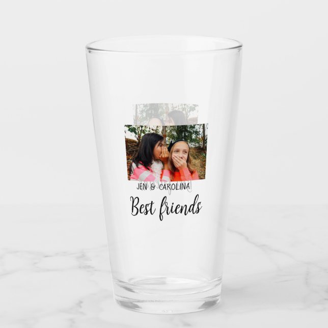 simple minimal best friends name add photo text le glass (Front)
