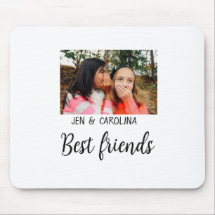simple minimal best friends name add photo text le mouse pad