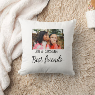 simple minimal best friends name add photo text le throw pillow