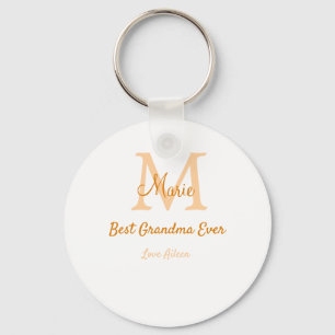 simple minimal best Grandma ever orange monogram Keychain