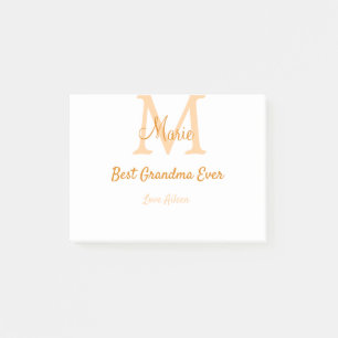 simple minimal best Grandma ever orange monogram Post-it Notes