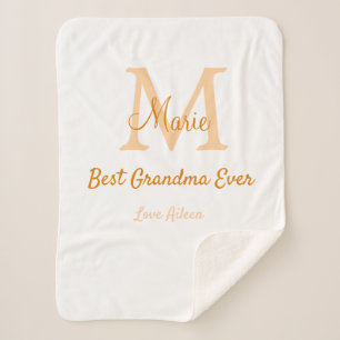simple minimal best Grandma ever orange monogram Sherpa Blanket