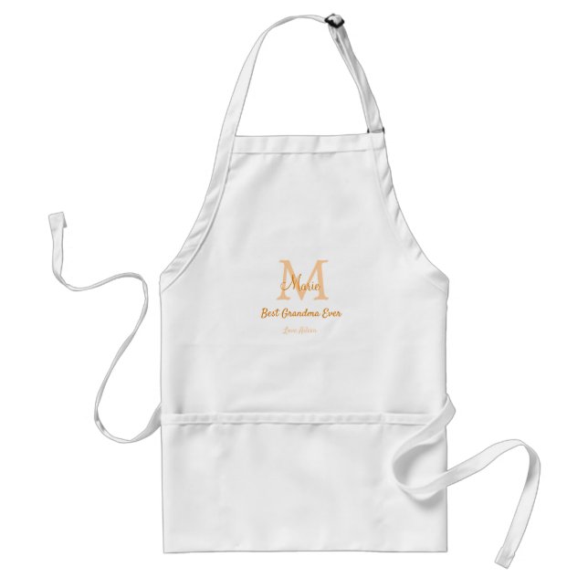 simple minimal best Grandma ever orange monogram Standard Apron (Front)