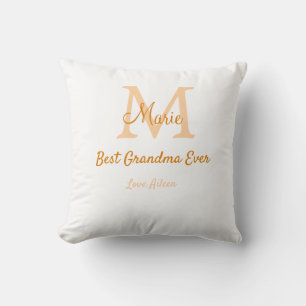 simple minimal best Grandma ever orange monogram Throw Pillow