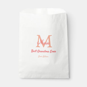 simple minimal best Grandma ever red monogram text Favour Bag