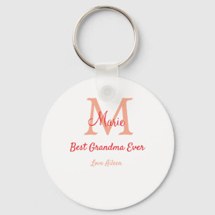 simple minimal best Grandma ever red monogram text Keychain
