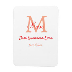 simple minimal best Grandma ever red monogram text Magnet